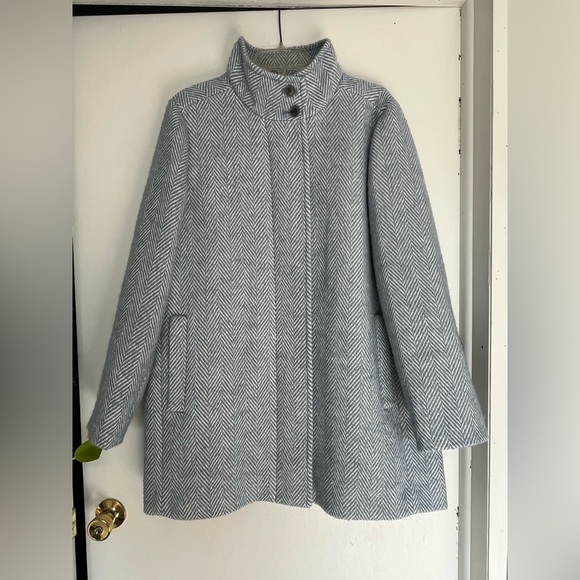 NWT J. Crew Herringbone City Coat in Pale Seascape Chevron Blue - Picture 5 of 14